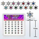 36 silver bend it nose stud clear crystal david star top 