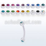 abneajb3 acrylic eyebrow banana w 3mm balls w bezel set crystals