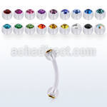 abneajb4 acrylic eyebrow banana w 4mm balls w bezel set crystals