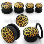 afpc black acrylic screw fit plug with leopard fur logo