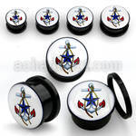afpnn black acrylic screw fit plug w nautical anchor