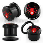 afpt acrylic screwfit plug with black widow spider logo