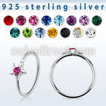 aghsm22 925 silver seamless nose ring color crystal star