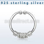 agsep12b silver fake septum ring w a knoted wire design