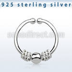 agsep12c silver fake septum ring w a balinese wire design w ball