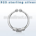 agsep12d silver fake septum ring w a balinese wire design