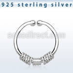 agsep12e silver fake septum ring w three ropes wrapped around