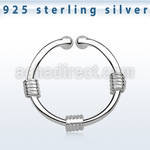 agsep12h silver fake septum ring w three wires wrapped