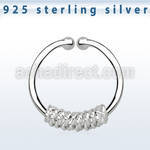 agsep12i silver fake septum ring w with a thick rope wrapped