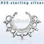 agsepd12 silver fake septum clicker engraved indian design 