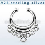 agsepd1 plain silver fake septum clicker in indian style