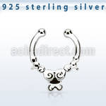 agsepd2 925 silver fake septum clicker w plain dangling design