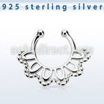 agsepd3 silver fake septum clicker in a indian leaf design