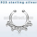 agsepd5 silver fake septum clicker in a elaborate indian design