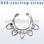 agsepd6 silver fake septum clicker in a indian heart design