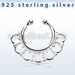 agsepd8 925 silver fake septum clicker w plain dangling design