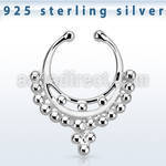agsepd9 silver fake septum clicker, w a indian inspired design 
