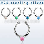 agsepo3 silver fake septum clicker w 3mm synthetic opal