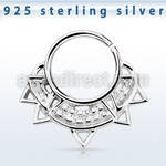 agsepv10 silver septum ring with a wide engraved indian design
