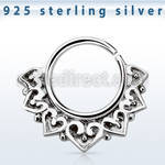 agsepv11 silver septum ring w wide engraved vintage indian design