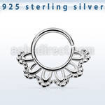 agsepv3 925 silver septum ring in a indian leaf design