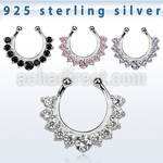 agsepz1 silver fake septum clicker w 3mm 2mm cz