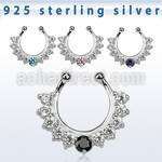 agsepz1x silver fake septum clicker w 3mm 2mm cz