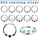 agspvz1 silver seamless ring for septum piercings, 18g w czs