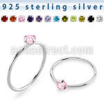 agzm22 silver seamless nose ring 22g round color cz