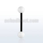 akbbw6 flexible acrylic tongue barbell with 6mm white balls