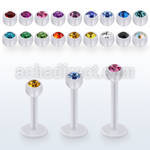 albajb3 bio  flex labret w 3mm ball with bezel set crystal