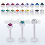 albajb4 bio  flex labret w 4mm balls with bezel set crystal