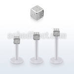 albd25 bio  flex labret, 16g (1.2mm) with a 2.5mm steel dice
