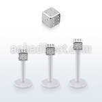albd3 bio  flex labret, 16g (1.2mm) with a 3mm steel dice