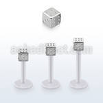 albd4 bio  flex labret, 16g (1.2mm) with a 4mm steel dice