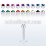 albeajb3 acrylic labret w a 3mm ball w bezel set crystal