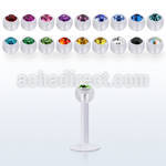albeajb4 acrylic labret w a 4mm ball w bezel set crystal