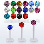 albfr3 bio  flex labret w 3mm ferido glued multi crystal ball