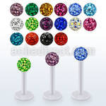 albfr4 bio  flex labret w 4mm ferido glued multi crystal ball