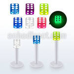 albgld3 bio  flex labret w 3mm glow in the dark acrylic dice