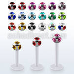 albmjb3 bio  flex labret w 3mm steel multi jewel ball