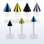 albtcn4 bio  flex labret with 4mm pvd plated steel cone
