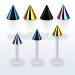 albtcn5 bio  flex labret with 5mm pvd plated steel cone