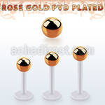 albttb5 bio  flex labret w 5mm rose gold pvd plated steel ball