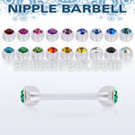 anpajb5 acrylic nipple barbell w 5mm balls w bezel set crystals