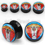 apgcob acrylic double flared plug with king cobra head logo