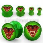 apgdrg poison green acrylic double flare logo plug with dragon