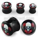 apgnn acrylic flared plug with skull surrounded by rose logo