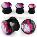 apgqq acrylic double flared plug with disco ball logo