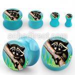 apgrac baby blue acrylic double flare logo plug w raccoon logo